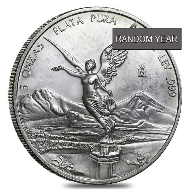 5 oz Mexican Silver Libertad Coin .999 Fine Cull (Random Year)