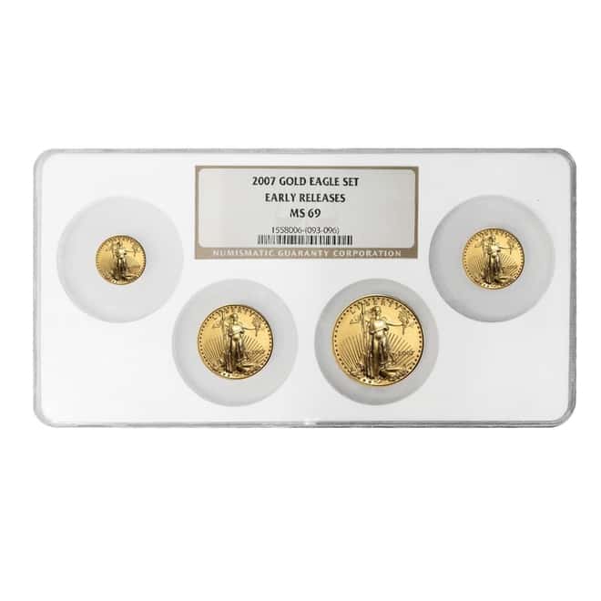 2007 1.85 oz Gold American Eagle 4-coin Set NGC MS 69 Early Releases Multi Holder