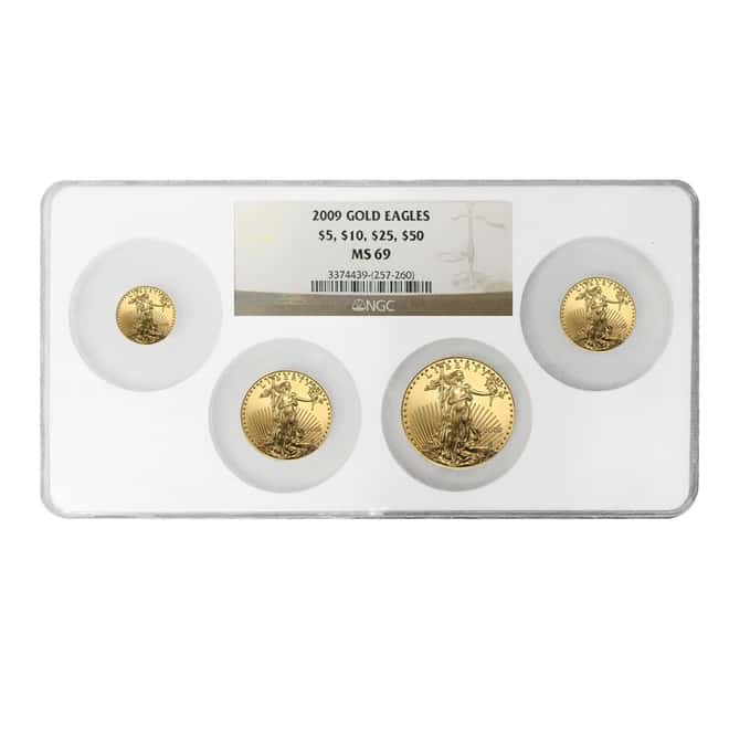 2009 1.85 oz Gold American Eagle 4-coin Set NGC MS 69 Multi Holder