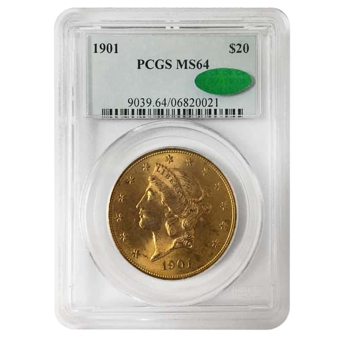 1901 $20 Liberty Head Double Eagle Gold Coin PCGS MS 64 CAC