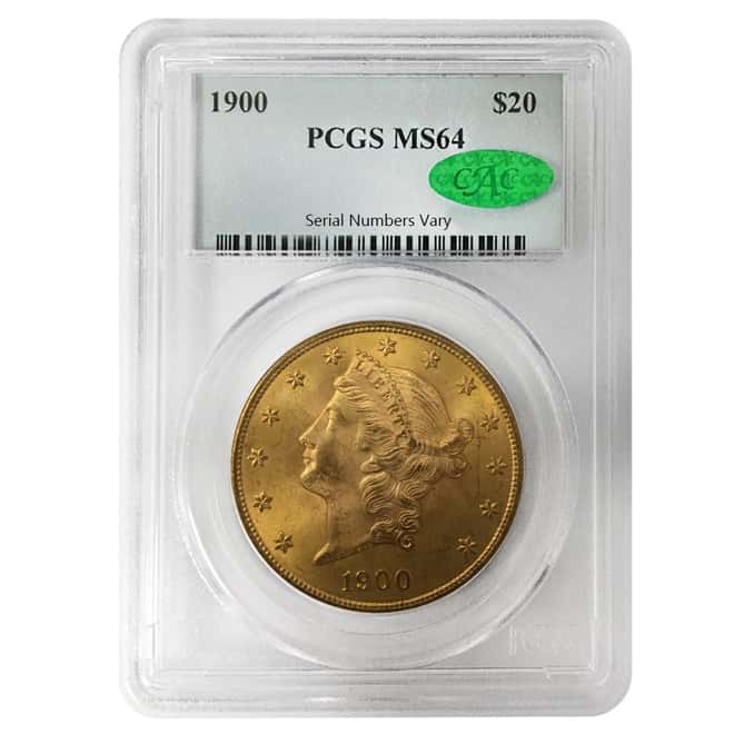 1900 $20 Liberty Head Double Eagle Gold Coin PCGS MS 64 CAC