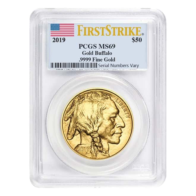 2019 1 oz Gold American Buffalo PCGS MS 69 First Strike