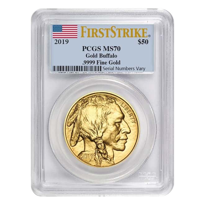2019 1 oz Gold American Buffalo PCGS MS 70 First Strike