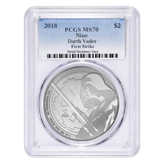 2018 1 oz Niue Silver $2 Star Wars Darth Vader PCGS MS 70 FS
