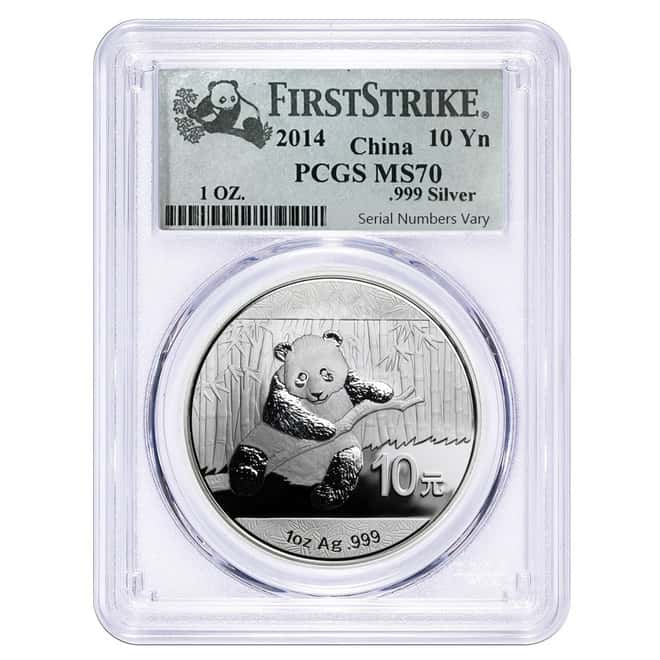 2014 1 oz Chinese Silver Panda 10 Yuan PCGS MS 70 First Strike