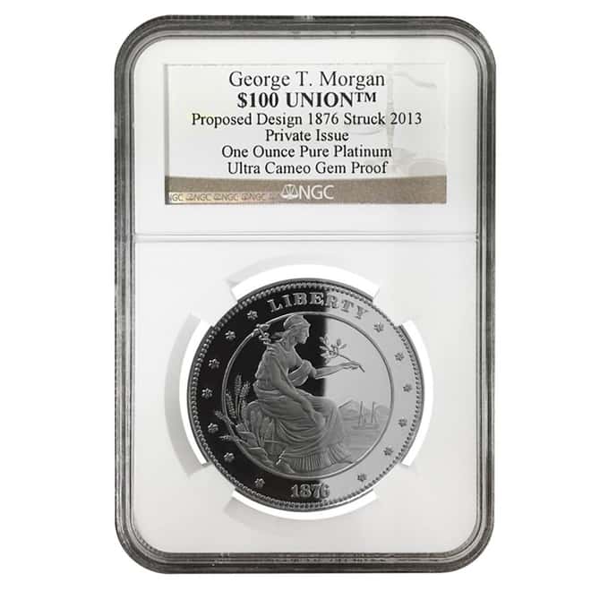 2013 1 oz Platinum George T. Morgan $100 Union Private Issue NGC UCAM Gem Proof Coin (w/Box & COA) 