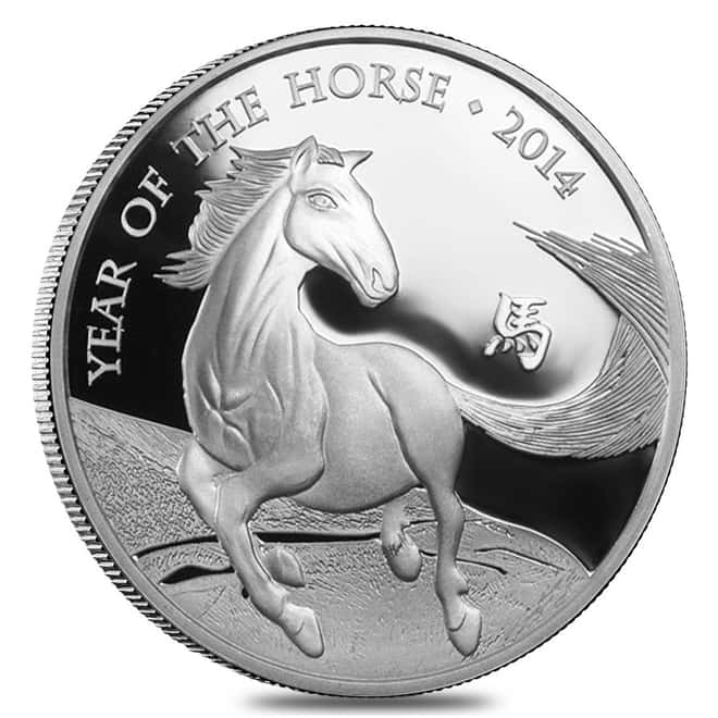 2014 Great Britain 1 oz Proof Silver Year of the Horse Coin .999 Fine (w/Box & COA)