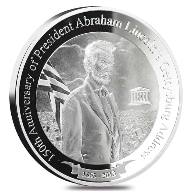 2013 1 oz Fiji Proof Silver 150th Anniv. of Lincoln's Gettysburg Address (w/Box & COA)