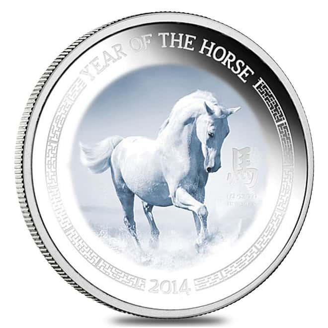 2014 1/2 oz Niue Proof Silver $1 Year of the Horse (w/Box & COA)