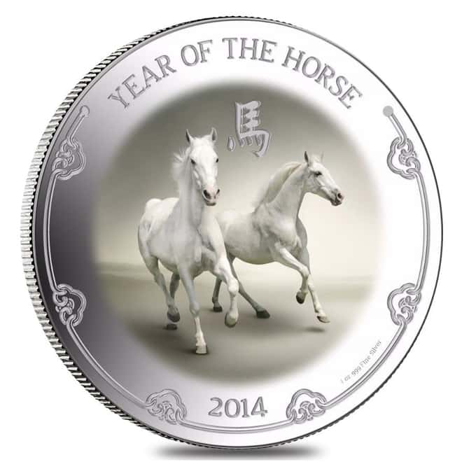 2014 1 oz Niue Proof Silver $2 Year of the Horse (w/Box & COA)