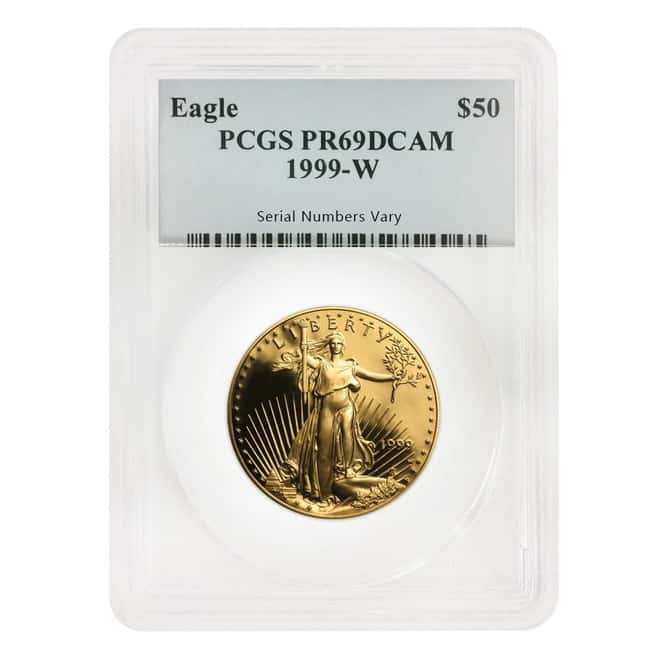 1999 W 1 oz $50 Proof Gold American Eagle PCGS PF 69 DCAM