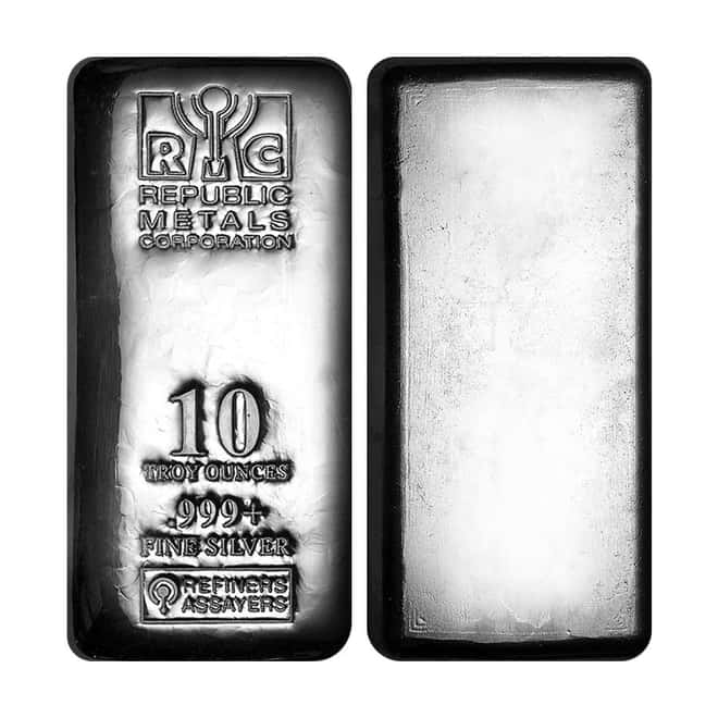10 oz Republic Metals (RMC) Silver Bar .999 Fine (Cast,Sealed)
