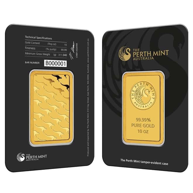 10 oz Perth Mint Gold Bar .9999 Fine