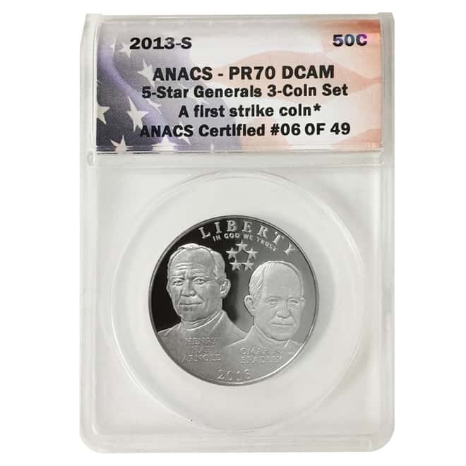 2013 W/P/S Gold Silver Proof 5-Star Generals 3-Coin Set ANACS PF 70 DCAM First Strike
