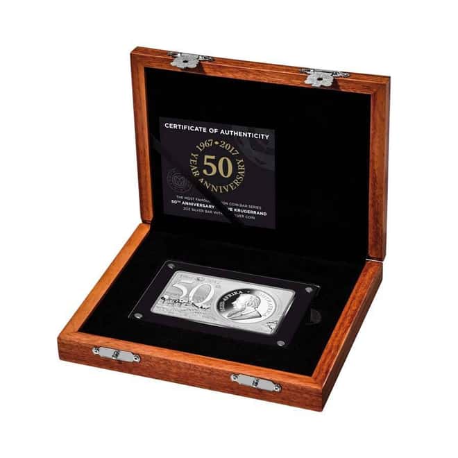 2017 South Africa 3 oz Silver 50th Anniv of the Krugerrand Coin & Bar Set (w/Box & COA) - Serial #1