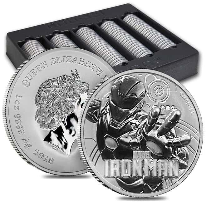 2018 1 oz Tuvalu Ironman Marvel Series Silver Coin .9999 Fine Silver BU In Cap