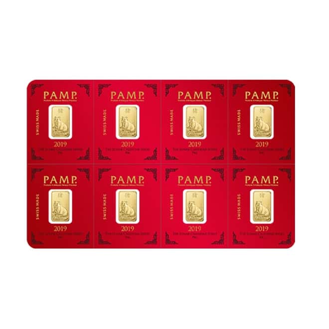 8x1 gram Gold Bar PAMP Suisse Lunar Pig Multigram+8 (In Assay) 