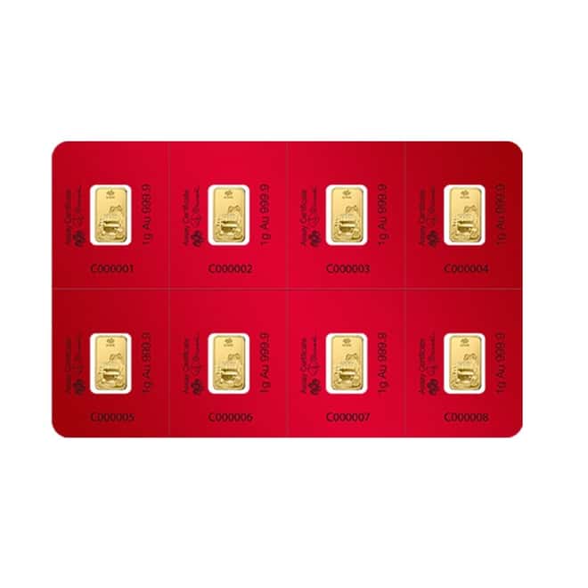 8x1 gram Gold Bar PAMP Suisse Lunar Pig Multigram+8 (In Assay) 