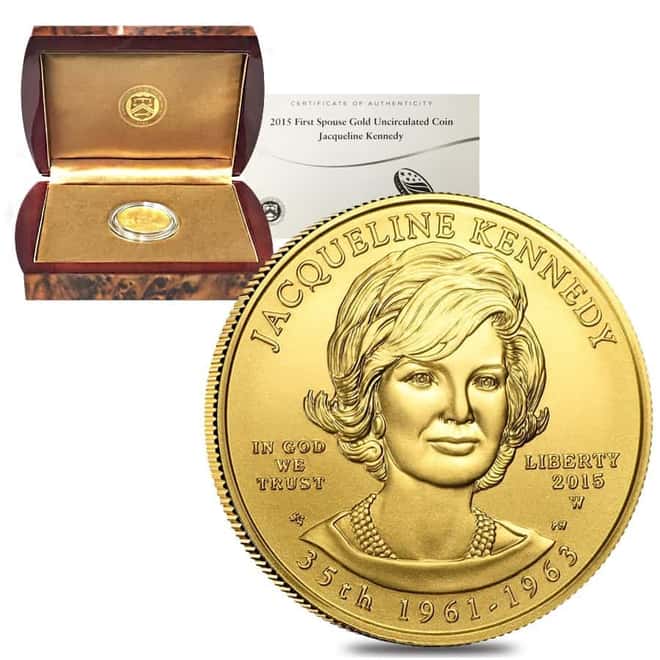 2015 W 1/2 oz $10 First Spouse - Jacqueline Kennedy Gold Uncirculated Coin (w/Box & COA) 