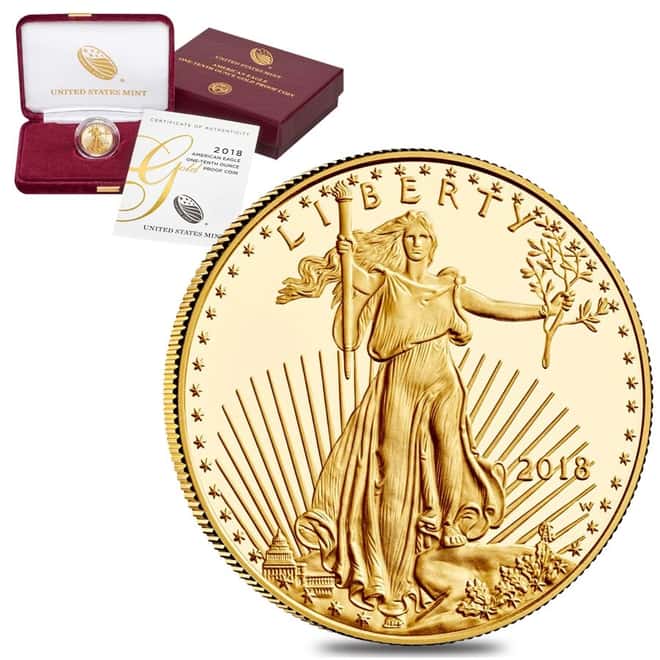2018-W 1/10 oz $5 Proof Gold American Eagle (w/Box & COA)