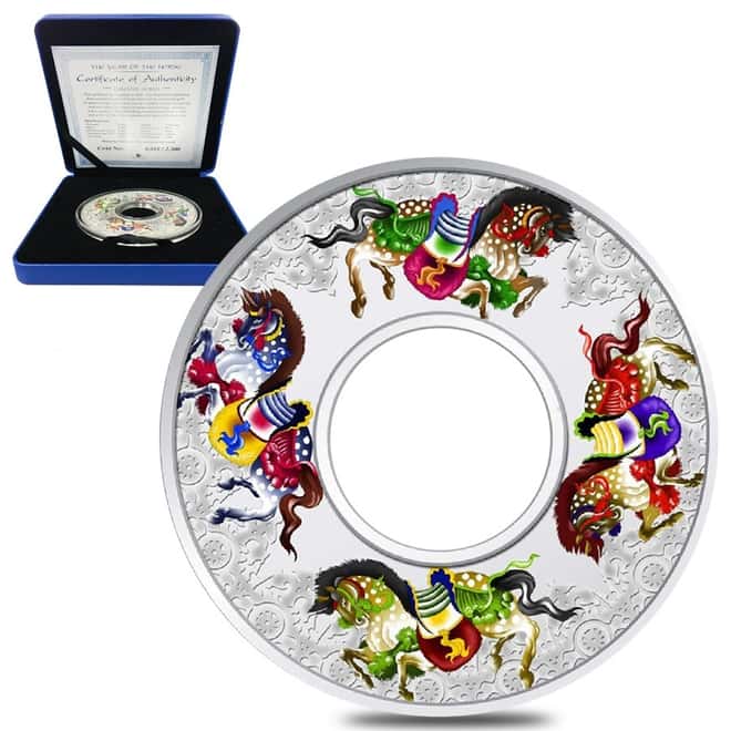 2014 2 oz Tokelau Proof Silver Carousel Horses (w/Box & COA)