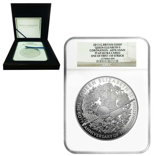 2013 Great Britain 1 Kilo Proof Silver Queen's Coronation 60th Anniv NGC PF 69 UCAM - 1 of 150 FS (w/Box & COA)