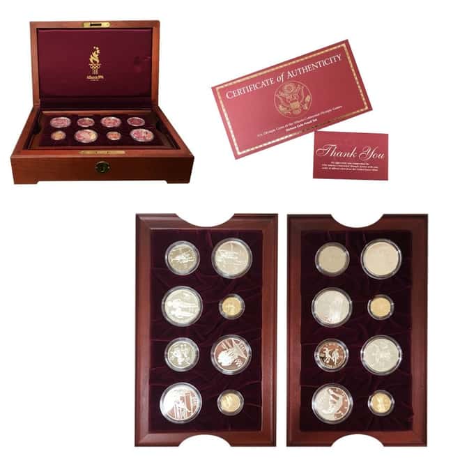 1995-1996 US Mint Atlanta Olympic Games Commemorative 16-Coin Proof Set (w/Box & COA)