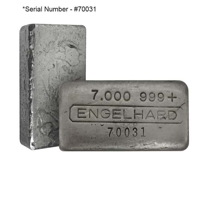 7 oz Engelhard Cast Finish Silver Bar .999+ Fine (RARE) 