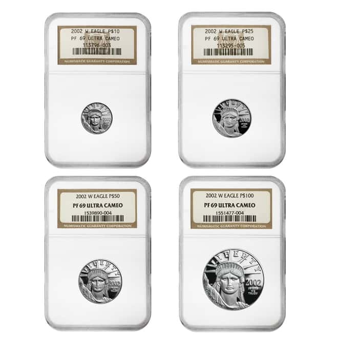2002 W 1.85 oz Proof Platinum American Eagle 4-Coin Set NGC PF 69 UCAM