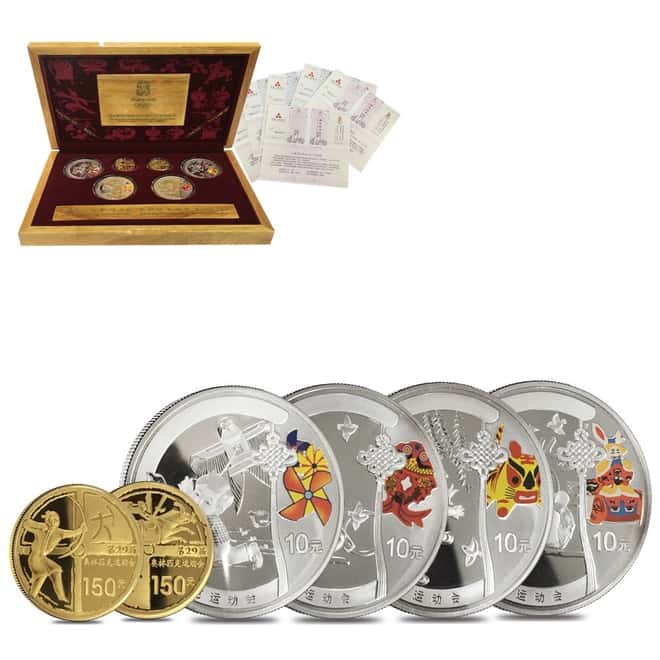 2008 Beijing XXIX Olympics Commemorative Proof Gold & Silver 6-coin Set (Series I) W/ Box