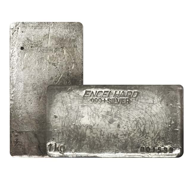 1 Kilo Engelhard Cast Silver Vintage Bar .999+ Fine (Italic Font Hallmark)