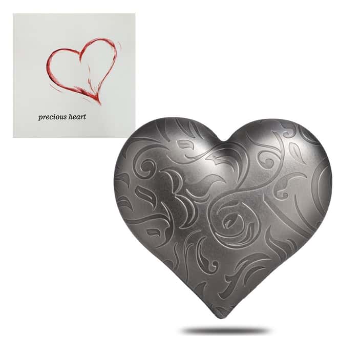 2018 1 oz Palau Silver Heart Charms High Relief Antiqued Silver Coin $5 .999 Fine (w/Box)
