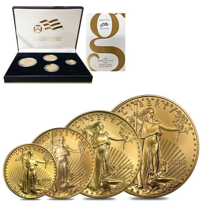 2006 W 1.85 oz Burnished Gold American Eagle 4-Coin Set (w/Box & COA)