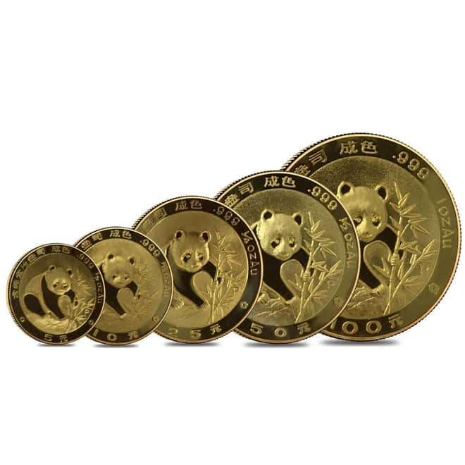 1988 P 1.9 oz Chinese Gold Panda 5-Coin Proof Set (Sealed)