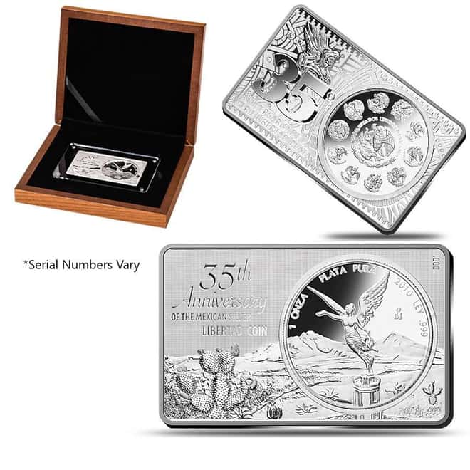 2017 Mexico 3 oz Silver 35th Anniv of the Libertad Coin & Bar Set (w/Box & COA)