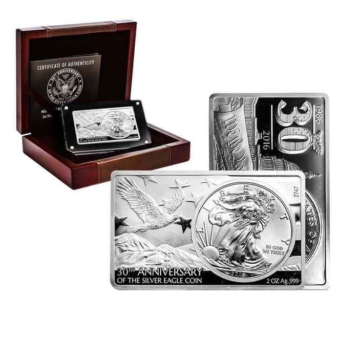 2016 U.S. 3 oz Silver 30th Anniv of Eagle Coin & Bar Set (w/Box & COA) 