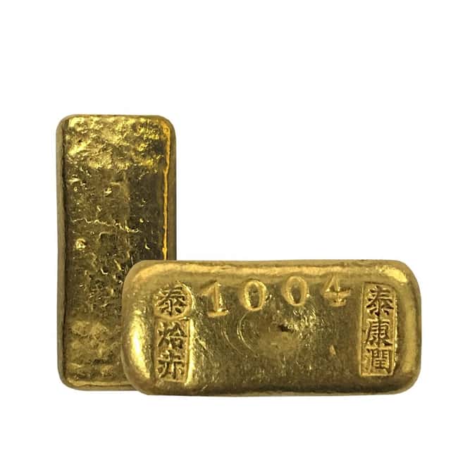 1.01 oz Chinese Vintage Gold Biscuit Bar .999 Fine