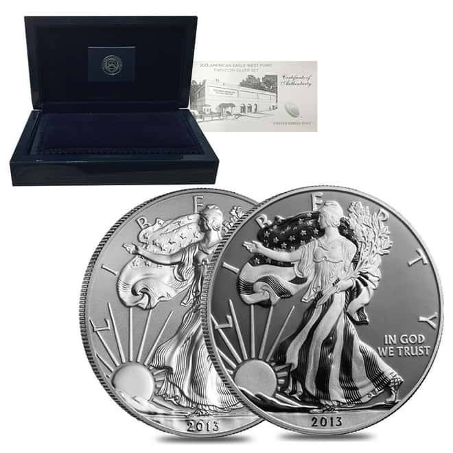 2013-W 1 oz Silver American Eagle 2-Coin Set (w/Box & COA)