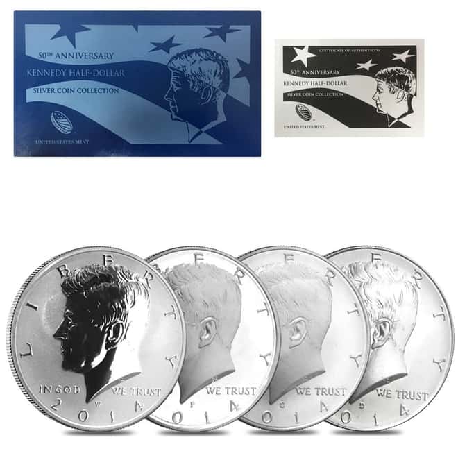 2014 50th Anniversary Kennedy Half-Dollar Silver 4-Coin Set (w/Box & COA)