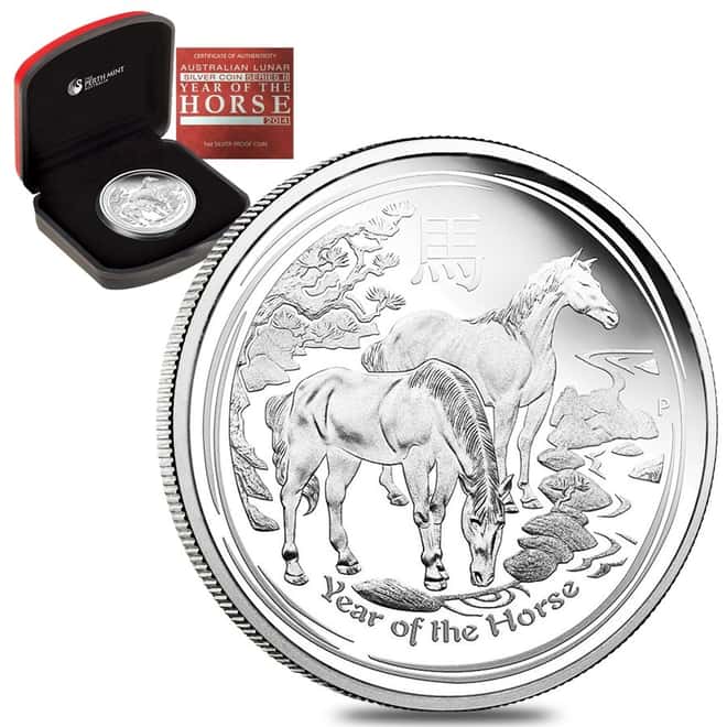 2014 1 oz Australian Proof Silver Lunar Year of the Horse Australian Perth Mint (w/Box & COA)