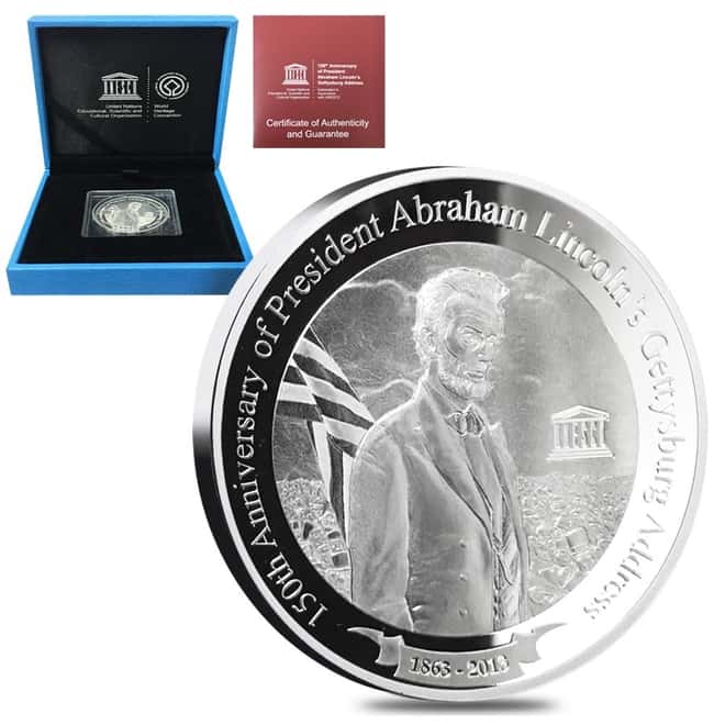 2013 1 oz Fiji Proof Silver 150th Anniv. of Lincoln's Gettysburg Address (w/Box & COA)