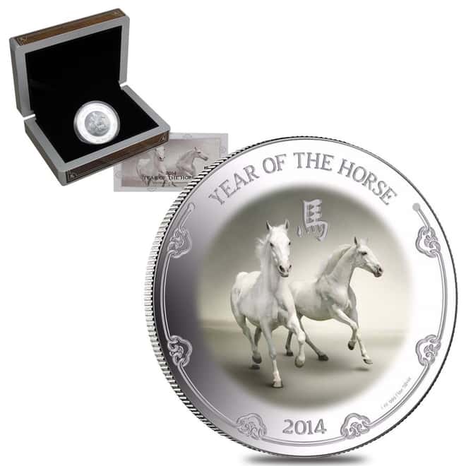 2014 1 oz Niue Proof Silver $2 Year of the Horse (w/Box & COA)