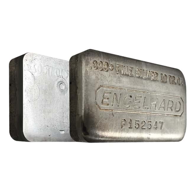 10 oz Engelhard Cast Silver Bar .999 Fine (Reverse Convex Stamping)