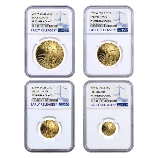 2019-W 1.85 oz Proof Gold American Eagle 4-Coin Set NGC PF 70 Early Releases