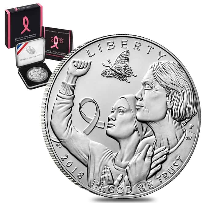 2018 P Breast Cancer Awareness Silver Dollar Commemorative (w/Box & COA)