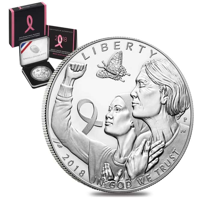 2018 P Breast Cancer Awareness Proof Silver Dollar Commemorative (w/Box & COA)