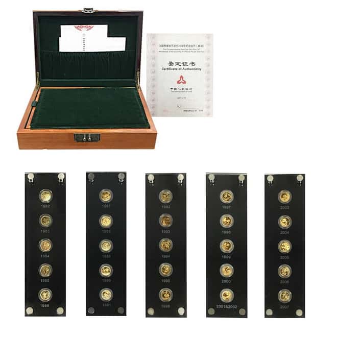 2007 Proof Gold Chinese Panda 25th Anniversary 25-Coin Set (w/Box & COA)