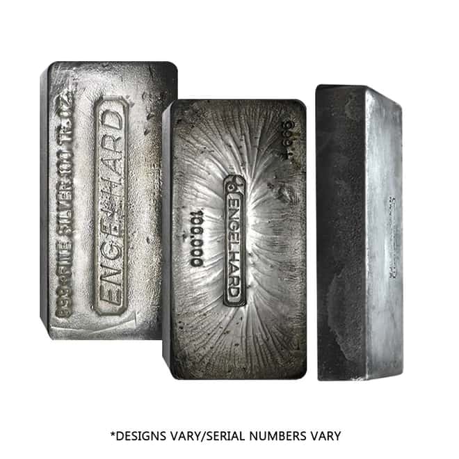 100 oz Engelhard Old Hand Poured Silver Bar .999 Fine