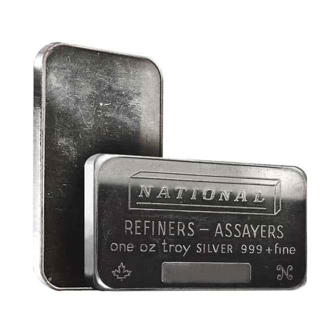 1 oz National Refiners Silver Vintage Bar .999 Fine