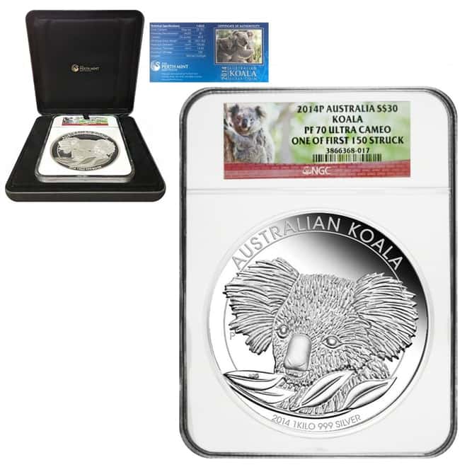 2014 1 Kilo Proof Silver Australian Koala Perth Mint NGC PF 70 UCAM (w/Box & COA)